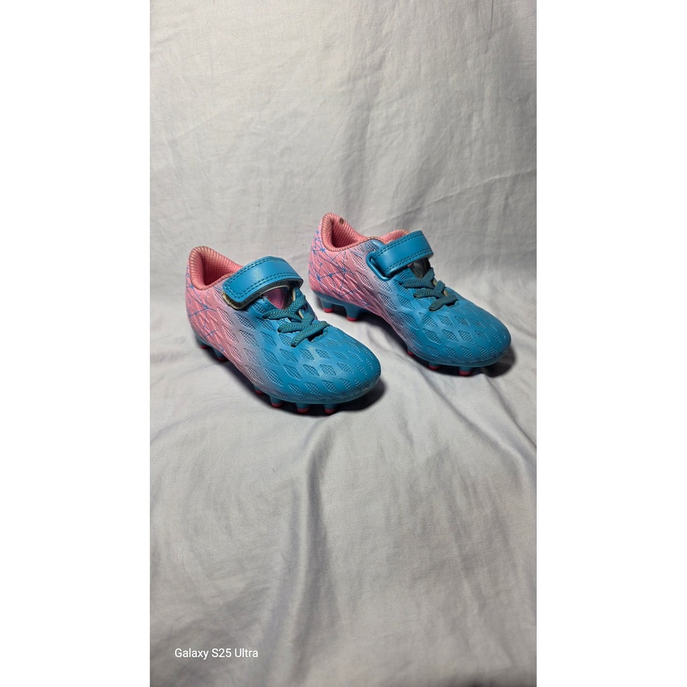 Deja Tu Huella Kids Soccer Cleats Blue Pink Ombre Size 10 US EUR 27